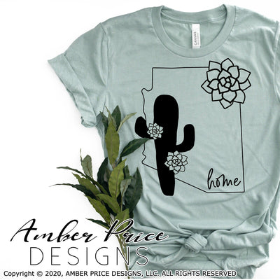 Arizona SVG PNG DXF floral cactus clipart design