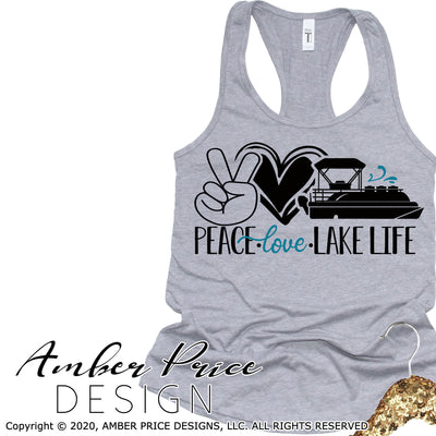 Peace love lake life svg png dxf pontoon party barge clipart