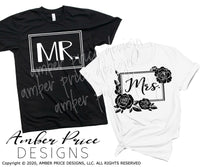 Mr Mrs Floral wedding honeymoon svg png dxf