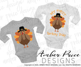 My first Turkey Day SVG, baby Thanksgiving SVG cut file for cricut, silhouette, baby's first Thanksgiving shirt SVG, PNG. Cute fall themed turkey onesie Vector for newborn baby. DXF also included. Unique sublimation PNG file. Cricut SVG Silhouette SVG Files for Cricut Project Ideas Simply Crafty SVG Bundles Design Bundles, Vectors | Amber Price Design