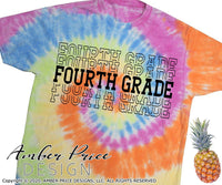 Fourth grade shirt SVG, back to school shirt SVG, last day of school cut file for cricut, silhouette, 4th grade stacked font echo font SVG, 4th grade teacher SVG. Custom school Vector for going into 4th grade. New 4th grader SVG DXF and PNG version also included Cute and Unique sublimation file. From Amber Price Design