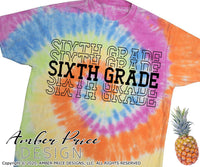 Sixth grade shirt SVG, back to school shirt SVG, last day of school cut file for cricut, silhouette, 6th grade stacked font echo font SVG, 6th grade teacher SVG. Custom school Vector for going into 6th grade. New 6th grader SVG DXF and PNG version also included. Cute and Unique sublimation file. From Amber Price Design