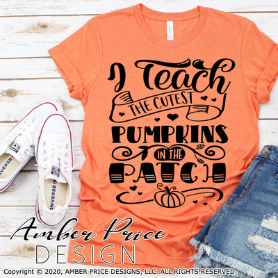 I teach the cutest pumpkins in the patch SVG Fall teacher SVG hand lettered homeschool svg layered design Cut File png dxf Silhouette Cricut
