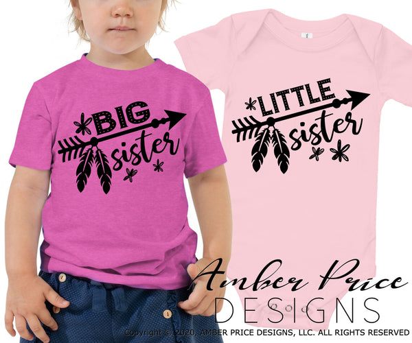 Big sister little sister SVGs cute sister outfit svgs DIY shirts for siblings gender reveal onesie svg png dxf sublimation newborn pictures