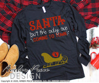 Santa isn't the only one coming to town SVG Winter Maternity SVG for winter! Cute DIY Christmas Pregnancy reveal SVG file for all your DIY Maternity shirt! Announce you're expecting with our creative pregnancy shirt design! Our Pregnancy Announcement SVG is PERFECT for your pregnancy craft! PNG DXF | Amber Price Design