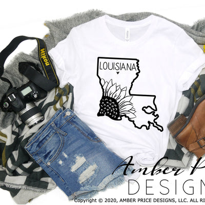 Louisiana SVG PNG DXF Sunflower Louisiana shape clipart design