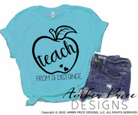 Teacher apple svg teach from a distance SVG remote learning hand lettered Zoom Teacher shirt design cut file teacher gift Cricut Silhouette