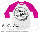 3rd grade squad SVG, back to school shirt SVG, last day of school cut file for cricut, silhouette, third grade SVG, 3rd grade teacher SVG. Custom school grade Vector for going into3rd grade. New 3rd grader SVG DXF and PNG version also included. EPS by request. Cute and Unique sublimation file. From Amber Price Design