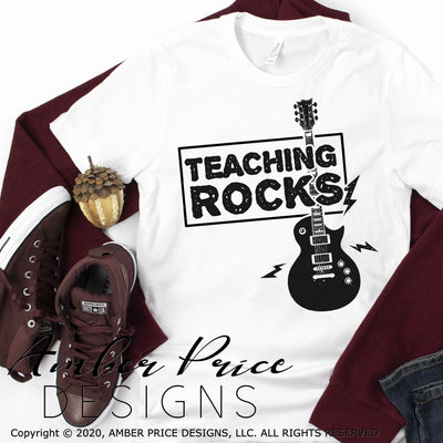 Guitar teacher svg band teacher svg Teaching Rocks SVG teacher svgs png dxf electric guitar svg DIY gifts cricut silhouette design rocker