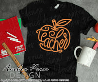 Teacher apple svg hand lettered SVG apple outline clipart cute teacher shirt svg Zoom Teacher design cut file teacher gift Cricut Silhouette