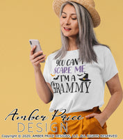 Grammy Halloween SVG, You can't scare me, I'm a Grammy SVG, Grandma Halloween SVG PNG DXF, Cute funny fun DIY Halloween shirt SVG. Cut file for cricut, silhouette, cute Women's Halloween Shirt Vector for Fall and Autumn. Fall shirt SVG DXF PNG versions included. EPS by request. Sublimation file. From Amber Price Design