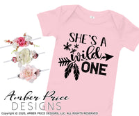 She's a wild one SVG Girl's first birthday SVG 1st birthday shirt design cut file for cricut silhouette cameo DIY birthday pictures onesie