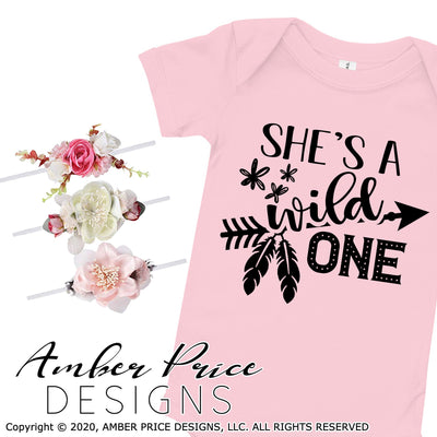 She's a wild one SVG Girl's first birthday SVG 1st birthday shirt design cut file for cricut silhouette cameo DIY birthday pictures onesie
