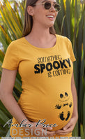 something spooky is coming halloween pregnancy svg png dxf