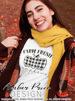 Farm Fresh Pumpkins SVG, Super cute women's Fall SVG, for DIY shirt, October SVG cut file for cricut, silhouette, DXF and PNG also included. EPS by request. Cute and Unique sublimation file. Cricut SVG Silhouette Files for Cricut Project Ideas, Simply Crafty SVG Bundles Design Bundles, Vectors | Amber Price Design