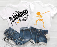 You scared bruh? SVG PNG DXF Dabbing skeleton design for halloween