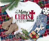 Merry CHRISTmas SVG, Christian Christmas SVG with cross DIY cut file for cricut, silhouette festive winter shirt svg, holiday svg files SVG DXF and PNG version also included. Cute and Unique sublimation file. Silhouette Files for Cricut Project Ideas Simply Crafty SVG Bundles Design Bundles Vector | Amber Price Design