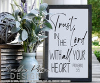 Proverbs 3:5 SVG trust in the Lord with all your heart SVG, PNG, DXF Christian svg, hand lettered scripture svg, bible verse svg, design, Cricut, Silhouette, cut file, vector, digital download, instant
