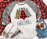 Merry Christmas PNG Christmas sublimation design printable leopard print Christmas trees image clipart. Houndstooth trees and Buffalo Check Buffalo plaid Cricut silhouette, Winter / Christmas shirt design for women and kids. DIY Home Decor PNG . High Resolution Cute and Unique sublimation PNG file. | Amber Price Design