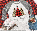Merry & Bright PNG Christmas sublimation design printable leopard print Christmas trees image clipart. Buffalo Check Buffalo plaid Cricut, silhouette, Winter / Christmas shirt design for women and kids. DIY Home Decor PNG . High Resolution Cute and Unique sublimation PNG file. Personal Use Only. From Amber Price Design
