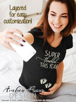 Super thankful this year Pregnancy / Maternity SVG! 👀 👀 Cute DIY Thanksgiving Pregnancy reveal SVG files for all your Maternity shirt projects! Announcing your pregnancy has never been easier with our creative designs! Our Pregnancy Announcement SVGs are PERFECT for your pregnancy crafts! PNG DXF | Amber Price Deign