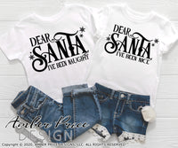 Dear Santa I've been naughty SVG, Dear Santa I've been nice, siblings Christmas SVGs,  cut file for cricut, Winter shirt SVG, Home Decor SVG. DXF & PNG included. Cute and Unique sublimation file. Silhouette downloadable File for Cricut Project Ideas Simply Crafty SVG Bundles Design Bundles, Vector | Amber Price Design