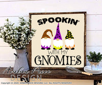 Halloween gnomes SVG PNG DXF, Spookin with my Gnomies Halloween SVGs, DIY Halloween shirt SVG. Halloween Decor SVG Fall Decor cut file for cricut, silhouette, cute Halloween Shirt Vector for Fall and Autumn. Fall shirt SVG DXF PNG versions included. EPS by request. Sublimation file. From Amber Price Design