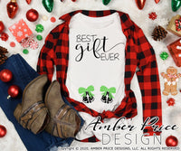 Best Gift Ever SVG Christmas Maternity SVG for winter! Cute DIY Christmas Pregnancy reveal SVG files for all your Maternity shirt projects! Announce you're expecting with our creative twin pregnancy shirt design for winter! Our Pregnancy Announcement SVG is PERFECT for your pregnancy craft! PNG DXF | Amber Price Design