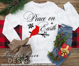 Peace on Earth SVG, Cardinal SVG for Winter, Christmas SVG, cute winter shirt craft, christmas ornament SVGs winter home decor project craft, DIY Cricut and silhouette projects vector files, for home decor. SVG Silhouette SVG SVG Files for Cricut Project Ideas Simply Crafty SVG Bundles Vector | Amber Price Design 