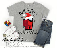 Merry Sus-mas SVG, kid's  Among us Christmas SVG. Winter Video Game svg design cut file for cricut, silhouette, PNG. Cute Christmas themed DXF also included. Unique sublimation PNG file. Cricut SVG Silhouette SVG Files for Cricut Project Ideas Simply Crafty SVG Bundles Design Bundles, Vectors | amberpricedesign.com