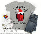 Merry Sus-mas SVG, kid's  Among us Christmas SVG. Winter Video Game svg design cut file for cricut, silhouette, PNG. Cute Christmas themed DXF also included. Unique sublimation PNG file. Cricut SVG Silhouette SVG Files for Cricut Project Ideas Simply Crafty SVG Bundles Design Bundles, Vectors | amberpricedesign.com