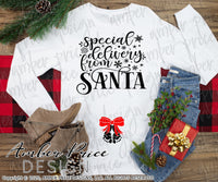 Special Delivery from Santa SVG Christmas Maternity SVG for winter! Cute DIY Christmas Pregnancy reveal SVG file for your Maternity shirt project! Announce you're expecting with our creative pregnancy shirt design for winter Our Pregnancy Announcement SVG is PERFECT for your pregnancy craft PNG DXF | Amber Price Design