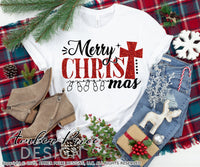 Merry CHRISTmas SVG, Christian Christmas SVG with cross DIY cut file for cricut, silhouette festive winter shirt svg, holiday svg files SVG DXF and PNG version also included. Cute and Unique sublimation file. Silhouette Files for Cricut Project Ideas Simply Crafty SVG Bundles Design Bundles Vector | Amber Price Design