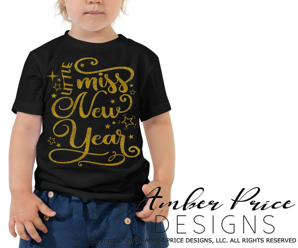 Little miss new year svg Girl's NYE svg New Years Eve 2021 kids svg DIY kids NYE Shirt design clipart cut file layered vector dxf png cricut