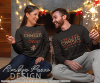 Couple's Christmas Maternity SVGs, There's a little cookie in this oven SVG, I put the cookie in her oven SVG, His & Hers Christmas Pregnancy reveal Maternity shirt svgs! Announce you're expecting twins shirt design for winter! Pregnancy Announcement SVG is PERFECT for your pregnancy craft PNG DXF Amber Price Design