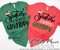 Santa's Favorite Grandma SVG, Santa's favorite Grandpa SVG, Grandparents Christmas SVG,  winter, cute Christmas shirt SVG file DIY festive Holiday decor Christmas ornament SVGs, silhouette projects vector files SVG Silhouette SVG SVG Files for Cricut Project Ideas Simply Crafty SVG Bundles Vector | Amber Price Design 