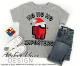 HO HO HO Imposters SVG, Among Us Christmas SVG, Cute Kid's Christmas svg, video game svgs, Cricut SVG, gamer Christmas SVGs, designs DIY winter shirt craft, DIY silhouette projects vector files for home decor. SVG Silhouette SVG SVG Files for Cricut Project Ideas Simply Crafty SVG Bundles Vector | Amber Price Design 