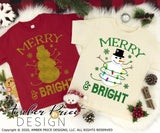 Merry and bright SVG, snowman svg with Christmas lights SVG shirt DIY cut file for cricut, silhouette Winter SVG, festive holiday svg files winter SVG DXF and PNG version also included. Cute and Unique sublimation file. Silhouette Files for Cricut Project Ideas Simply Crafty SVG Bundles Design Bundles Vector | Amber Price Design