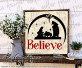 Believe SVG, Christmas Nativity Scene SVG, Christmas svg, Christian Christmas SVGs, Cute Christmas ornament SVG, Jesus is the reason SVGs, winter shirt craft, DIY silhouette projects vector files for home decor. SVG Silhouette SVG SVG Files for Cricut Project Ideas Simply Crafty SVG Bundles Vector | Amber Price Design 