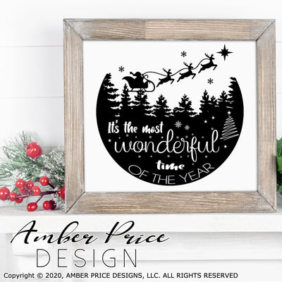 It's the most wonderful time of the year SVG Christmas SVG, Winter svg, santa's sleigh with reindeer christmas ornament SVGs winter shirt craft, DIY Cricut and silhouette projects vector files, for home decor. SVG Silhouette SVG SVG Files for Cricut Project Ideas Simply Crafty SVG Bundles Vector | Amber Price Design 