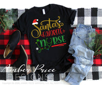 Santa's Favorite Nurse SVG, Nurse Christmas SVG , Winter SVGs for RN, Registered nurse SVG for Christmas shirt. Hospital SVG file DIY festive Holiday decor Christmas ornament SVGs, silhouette projects vector files SVG Silhouette SVG Files for Cricut Project Ideas Simply Crafty SVG Bundles Vector | Amber Price Design 