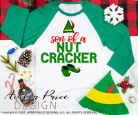 Son of a nutcracker SVG, Christmas SVG, cute ELF SVGs, Funny Christmas SVG for kid's Christmas shirt SVG, winter cut file, DIY festive Holiday home decor Christmas ornament SVGs, silhouette projects vector files SVG Silhouette SVG SVG Files for Cricut Project Ideas Simply Crafty SVG Bundles Vector | Amber Price Design 