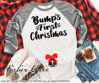 Bump's first Christmas SVG Christmas Maternity SVG for winter! Cute DIY Christmas Pregnancy reveal SVG file for your Maternity shirt project! Announce you're expecting with our creative twin pregnancy shirt design for winter! My Pregnancy Announcement SVG is PERFECT for your pregnancy craft PNG DXF | Amber Price Design