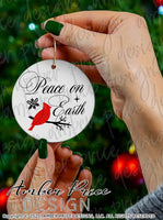 Peace on Earth SVG, Cardinal SVG for Winter, Christmas SVG, cute winter shirt craft, christmas ornament SVGs winter home decor project craft, DIY Cricut and silhouette projects vector files, for home decor. SVG Silhouette SVG SVG Files for Cricut Project Ideas Simply Crafty SVG Bundles Vector | Amber Price Design 