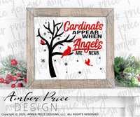 Cardinals SVG cardinal appear when Angels are near svg remembrance bereavement svgs, encouragement after loss, Cardinal SVG craft, christmas ornament SVG DIY Cricut and silhouette projects vector file home decor. SVG Silhouette SVG  Files for Cricut Project Ideas Simply Crafty SVG Bundles Vector | Amber Price Design 