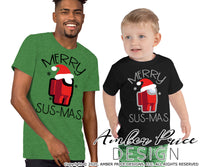 Merry Sus-mas SVG, kid's  Among us Christmas SVG. Winter Video Game svg design cut file for cricut, silhouette, PNG. Cute Christmas themed DXF also included. Unique sublimation PNG file. Cricut SVG Silhouette SVG Files for Cricut Project Ideas Simply Crafty SVG Bundles Design Bundles, Vectors | amberpricedesign.com