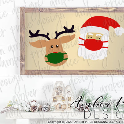 Santa with mask clipart svg reindeer with mask svg png dxf roudolph in mask design cut file cricut silhouette sublimation decor download svg