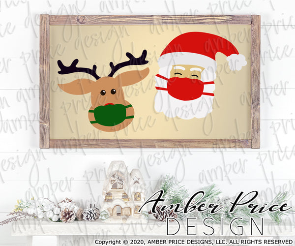 Santa with mask clipart svg reindeer with mask svg png dxf roudolph in mask design cut file cricut silhouette sublimation decor download svg