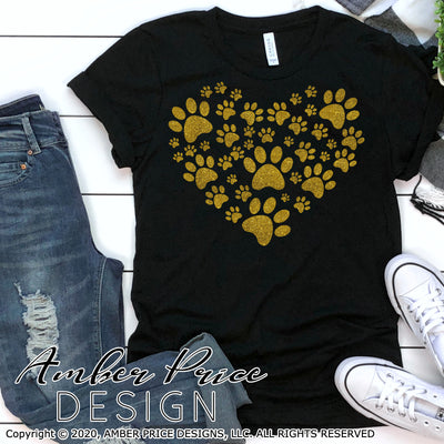 Paw Print Heart SVG PNG DXF Dog mom design