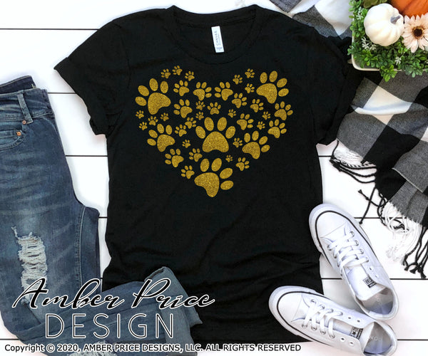 Paw Print Heart SVG PNG DXF Dog mom design